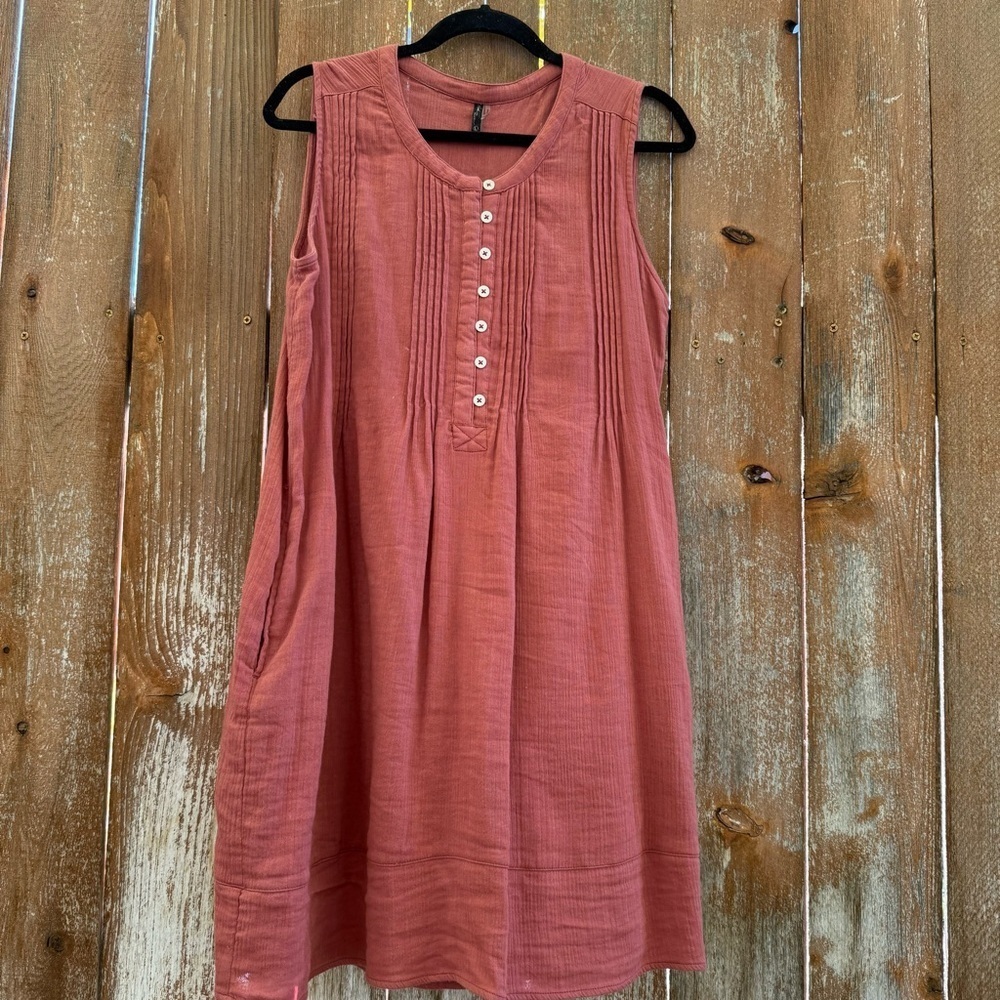 NORTH RIVER Women’s Rust Red Sleeveless Button Front Shirt Dress Size Large